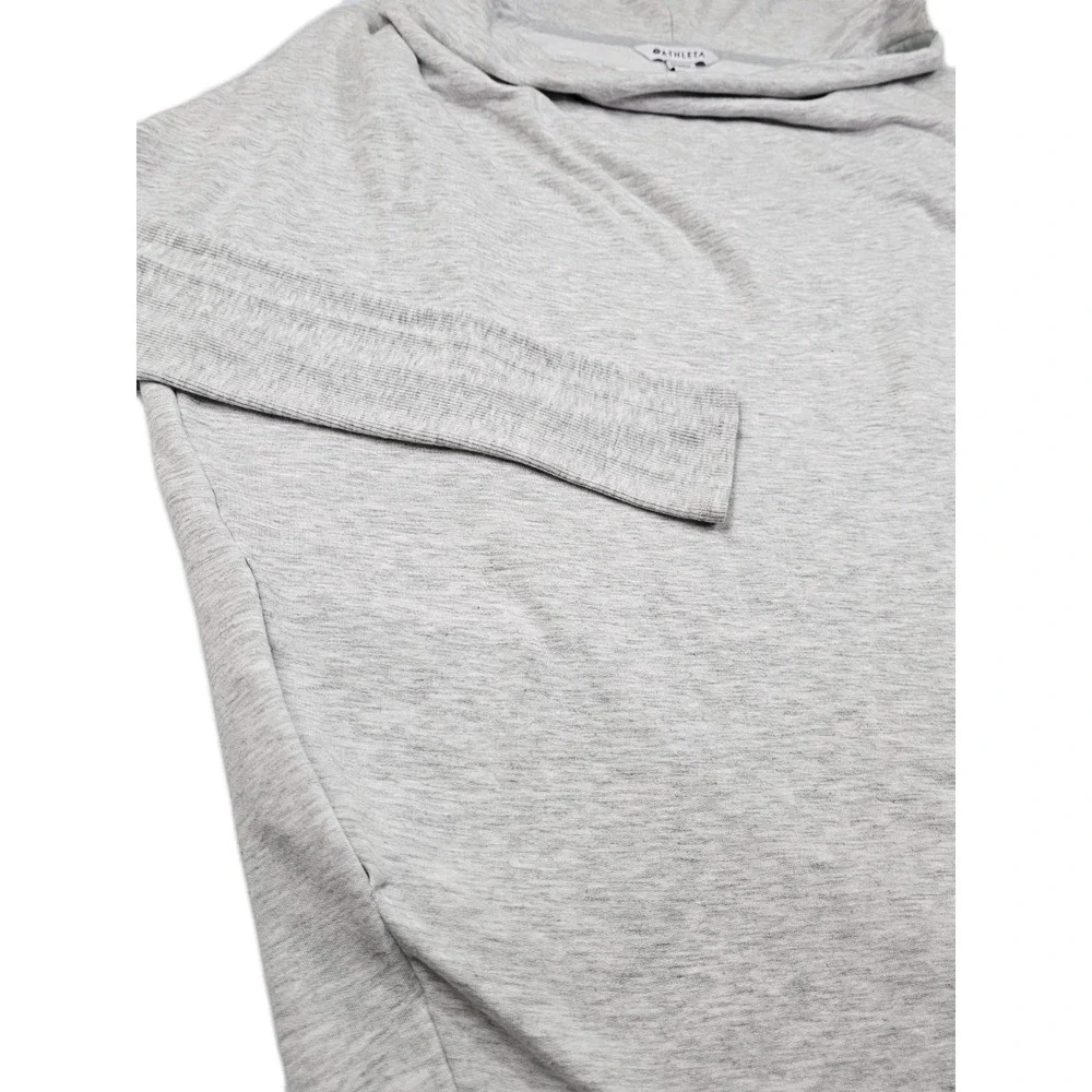 ATHLETA Purana Wrap Sweatshirt Med Hoodie Draped Pullover Modal Blend Light Gray